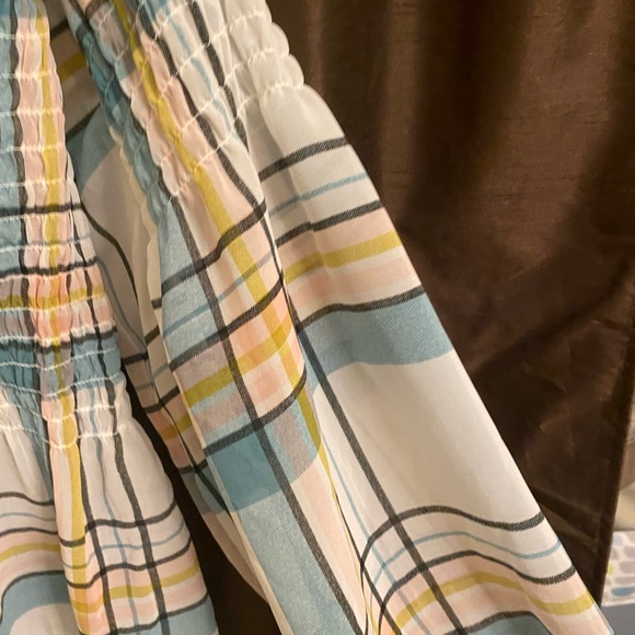 Boho Sheer Plaid Plus Size Top - Picture 7 of 12